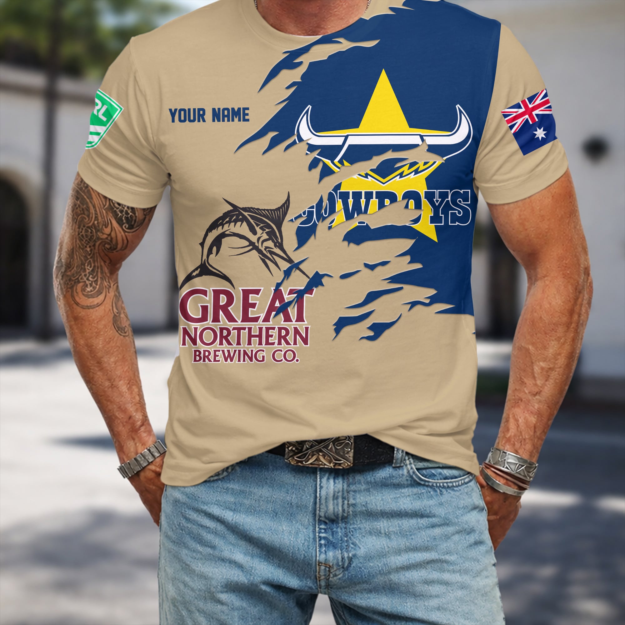 North QLD Cowboys NRL x Great Northern Beer T Shirt Custom Name Gifts For Fans – Limited Edition TSLILY001 - Image 3