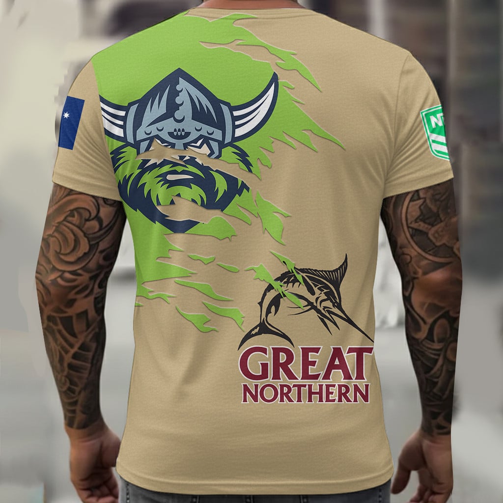 Canberra Raiders NRL x Great Northern Beer T Shirt Custom Name Gifts For Fans – Limited Edition TSLILY001 - Image 2