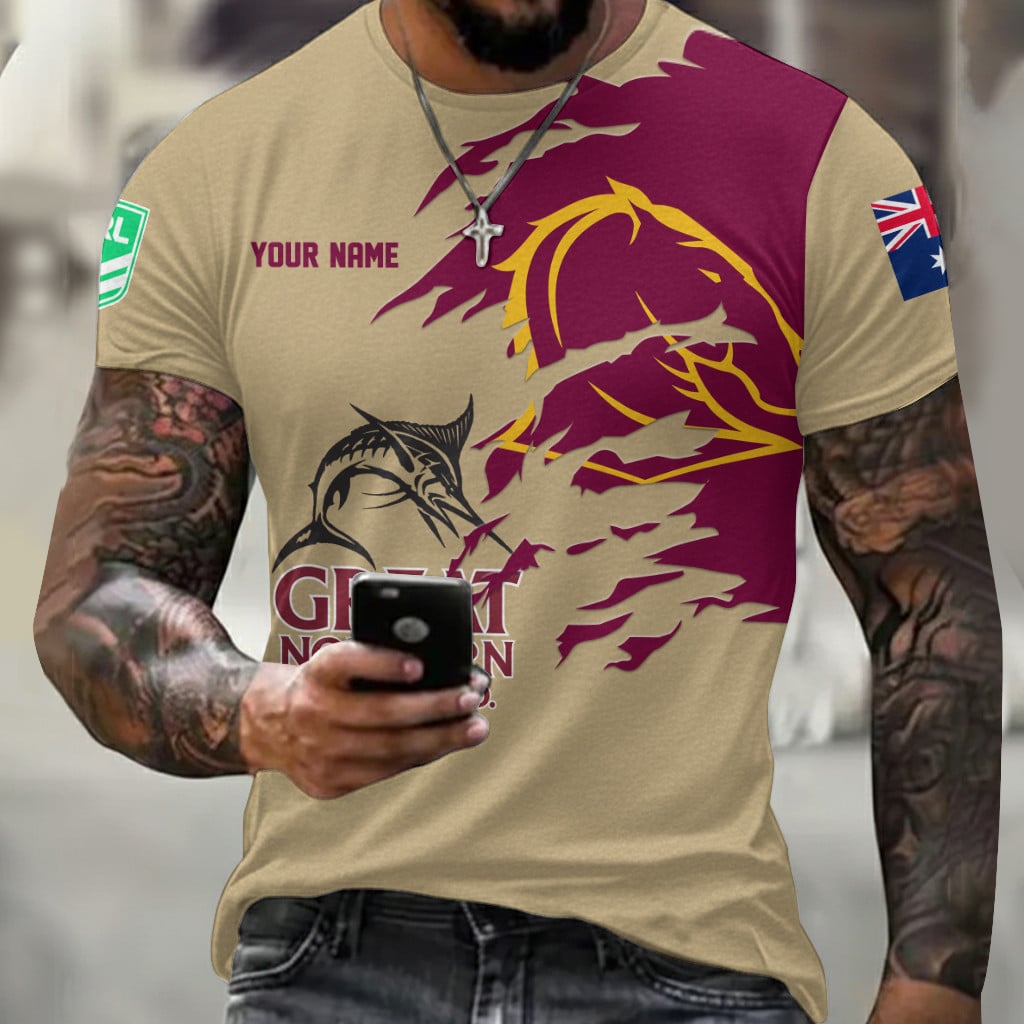 Brisbane Broncos NRL x Great Northern Beer T Shirt Custom Name Gifts For Fans – Limited Edition TSLILY001