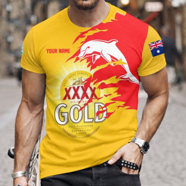 The Dolphins NRL x XXXX Gold Beer Custom Name T Shirt Gift For Fans – Limited Edition TSLILY002