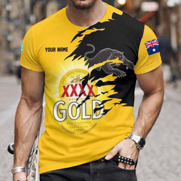 Penrith Panthers NRL x XXXX Gold Beer Custom Name T Shirt Gift For Fans – Limited Edition TSLILY002