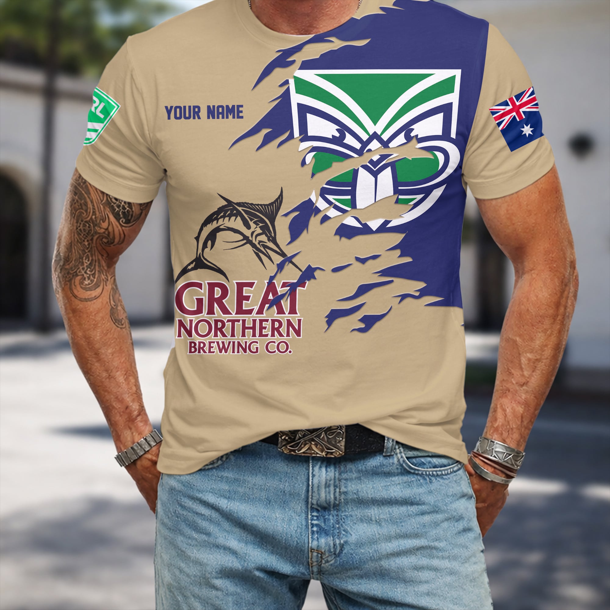 New Zealand Warriors NRL x Great Northern Beer T Shirt Custom Name Gifts For Fans – Limited Edition TSLILY001 - Image 3