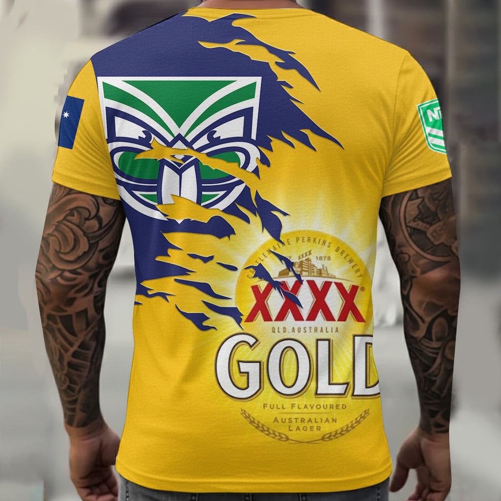 New Zealand Warriors NRL x XXXX Gold Beer Custom Name T Shirt Gift For Fans – Limited Edition TSLILY002 - Image 2