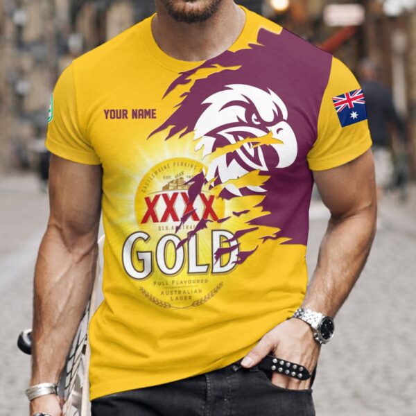 Manly Sea Eagles NRL x XXXX Gold Beer Custom Name T Shirt Gift For Fans – Limited Edition TSLILY002