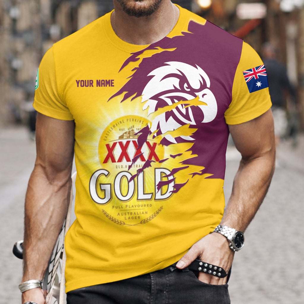 Manly Sea Eagles NRL x XXXX Gold Beer Custom Name T Shirt Gift For Fans – Limited Edition TSLILY002