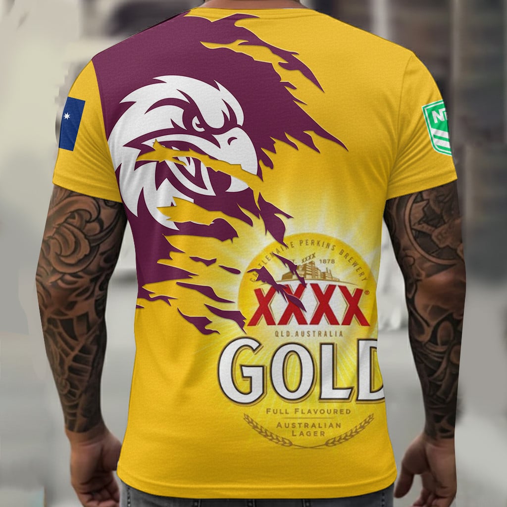 Manly Sea Eagles NRL x XXXX Gold Beer Custom Name T Shirt Gift For Fans – Limited Edition TSLILY002 - Image 2