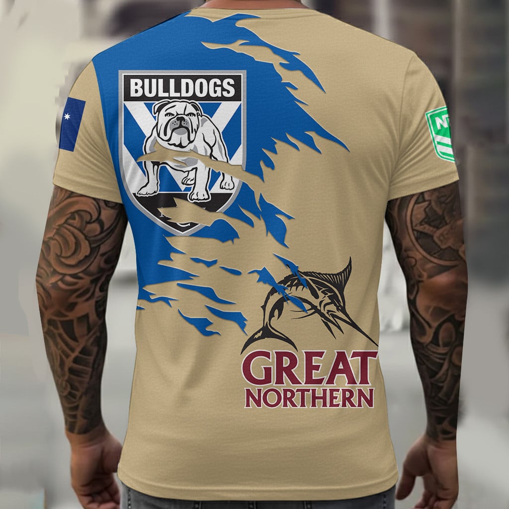 Canterbury Bulldogs NRL x Great Northern Beer T Shirt Custom Name Gifts For Fans – Limited Edition TSLILY001 - Image 2