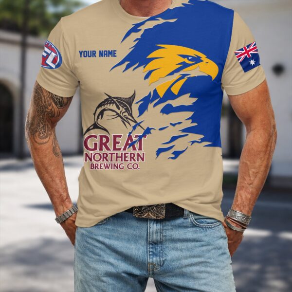 West Coast Eagles AFL x Great Northern Beer T Shirt Custom Name Gifts For Fans – Limited Edition TSLILY001
