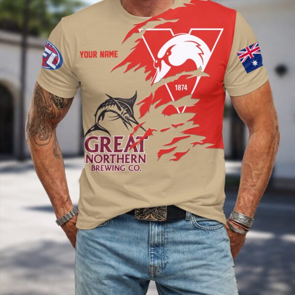 Sydney Swans AFL x Great Northern Beer T Shirt Custom Name Gifts For Fans – Limited Edition TSLILY001