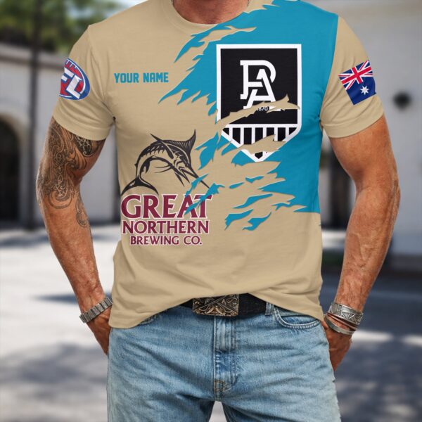 Port Adelaide Power AFL x Great Northern Beer T Shirt Custom Name Gifts For Fans – Limited Edition TSLILY001