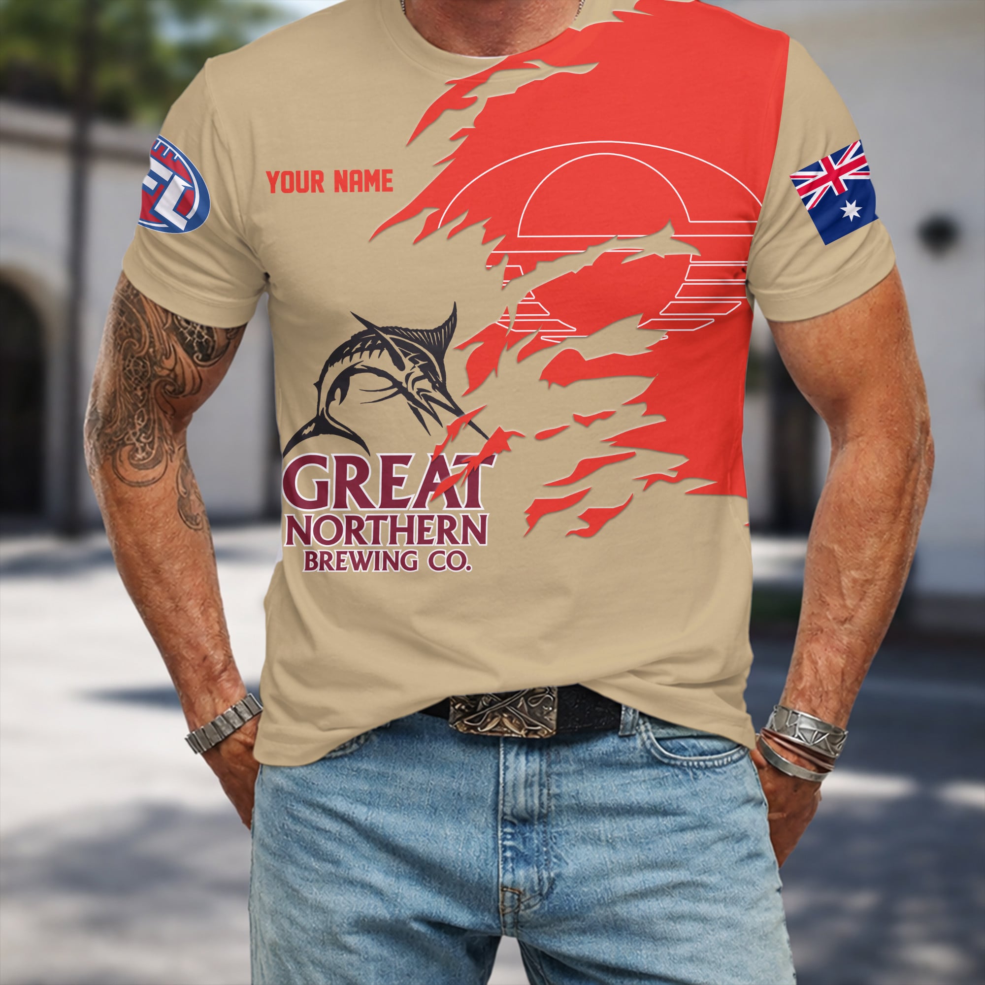 Gold Coast Suns AFL x Great Northern Beer T Shirt Custom Name Gifts For Fans – Limited Edition TSLILY001