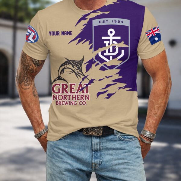 Fremantle Dockers AFL x Great Northern Beer T Shirt Custom Name Gifts For Fans – Limited Edition TSLILY001