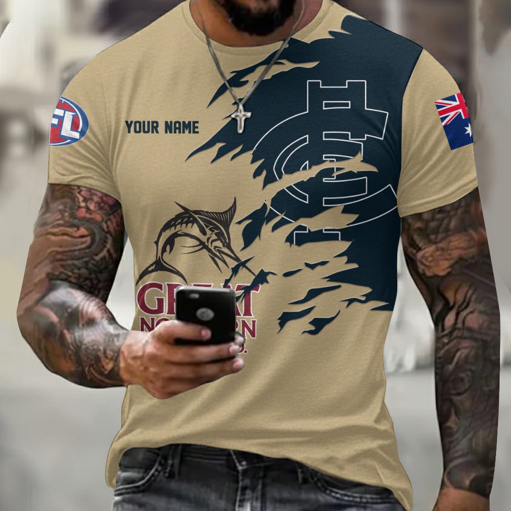 Carlton Blues AFL x Great Northern Beer T Shirt Custom Name Gifts For Fans – Limited Edition TSLILY001 - Image 2