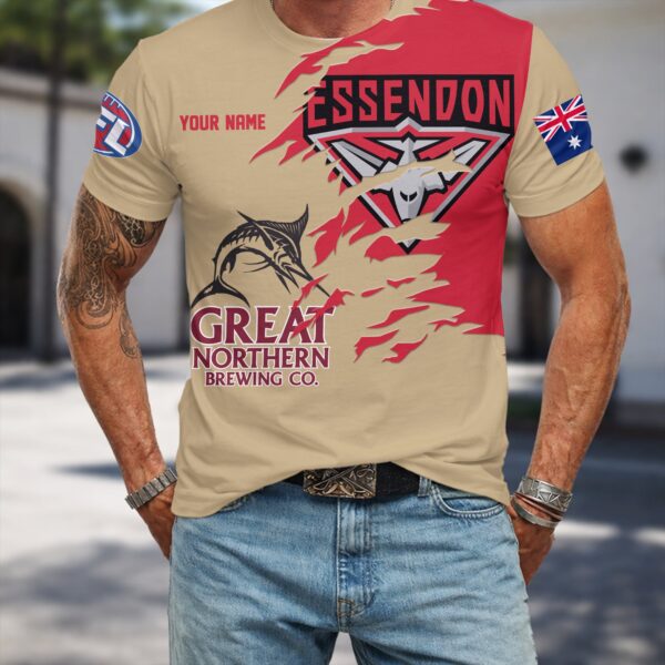 Essendon Bombers AFL x Great Northern Beer T Shirt Custom Name Gifts For Fans – Limited Edition TSLILY001