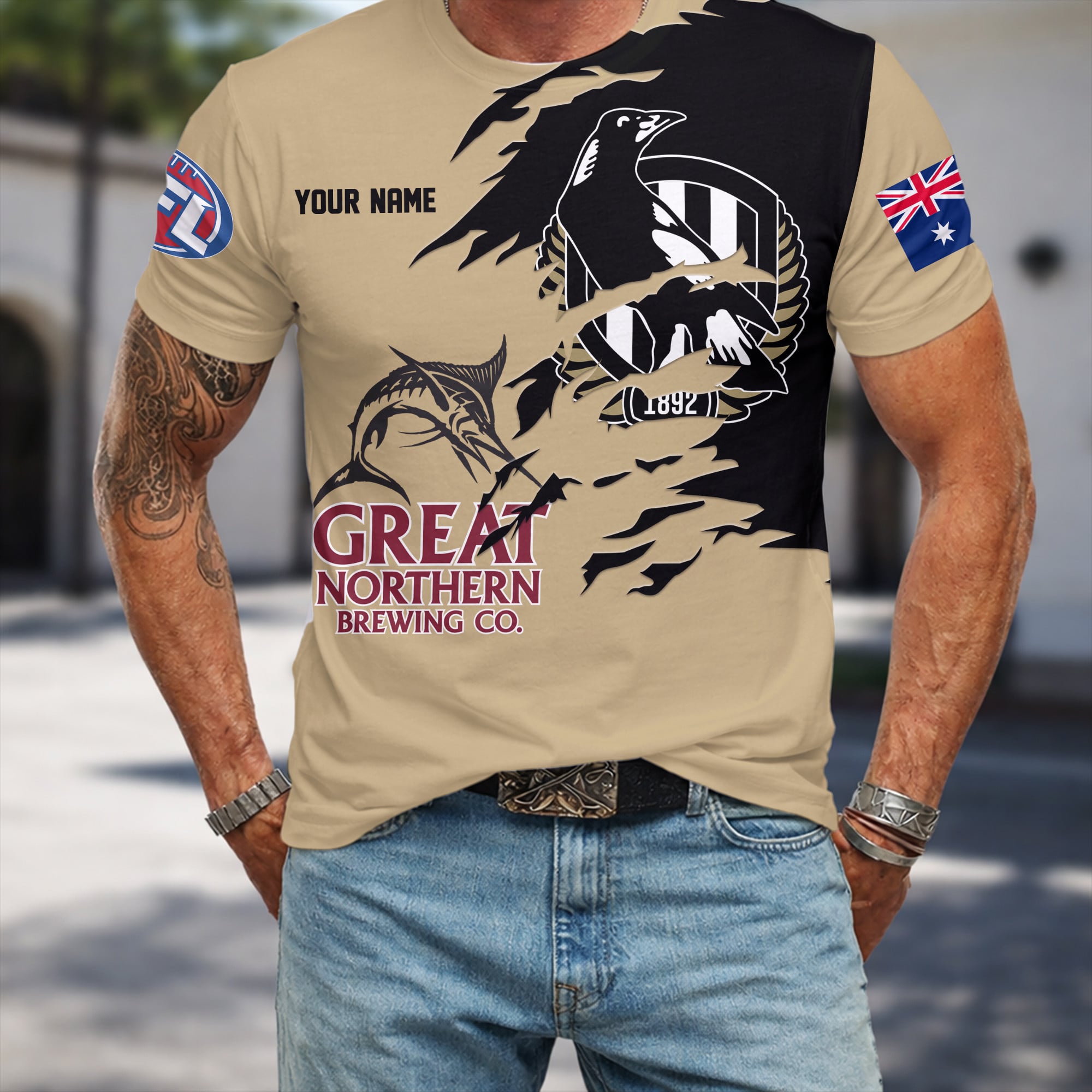 Collingwood Magpies AFL x Great Northern Beer T Shirt Custom Name Gifts For Fans – Limited Edition TSLILY001