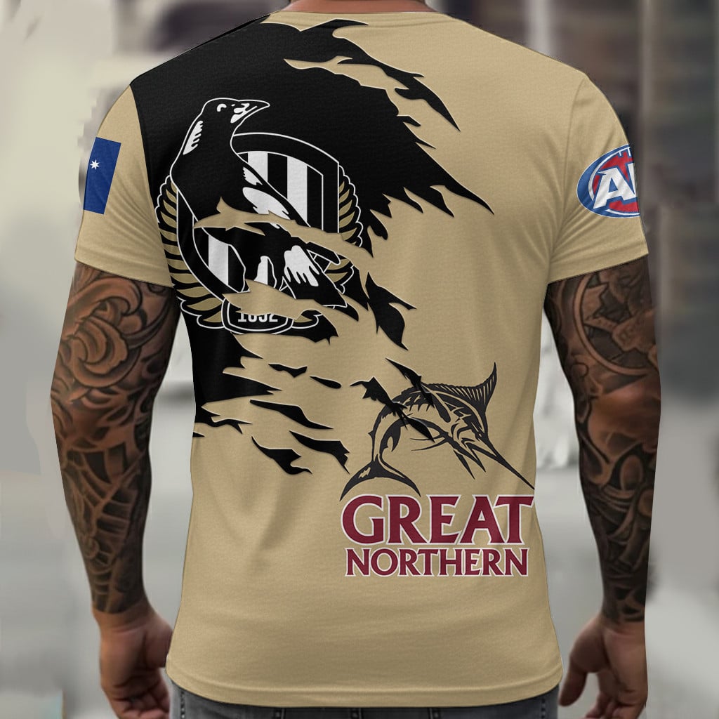 Collingwood Magpies AFL x Great Northern Beer T Shirt Custom Name Gifts For Fans – Limited Edition TSLILY001 - Image 3