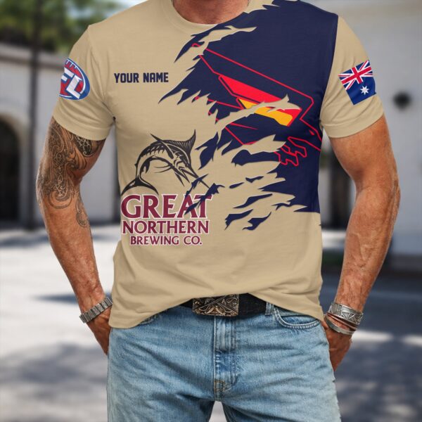 Adelaide Crows AFL x Great Northern Beer T Shirt Custom Name Gifts For Fans – Limited Edition TSLILY001