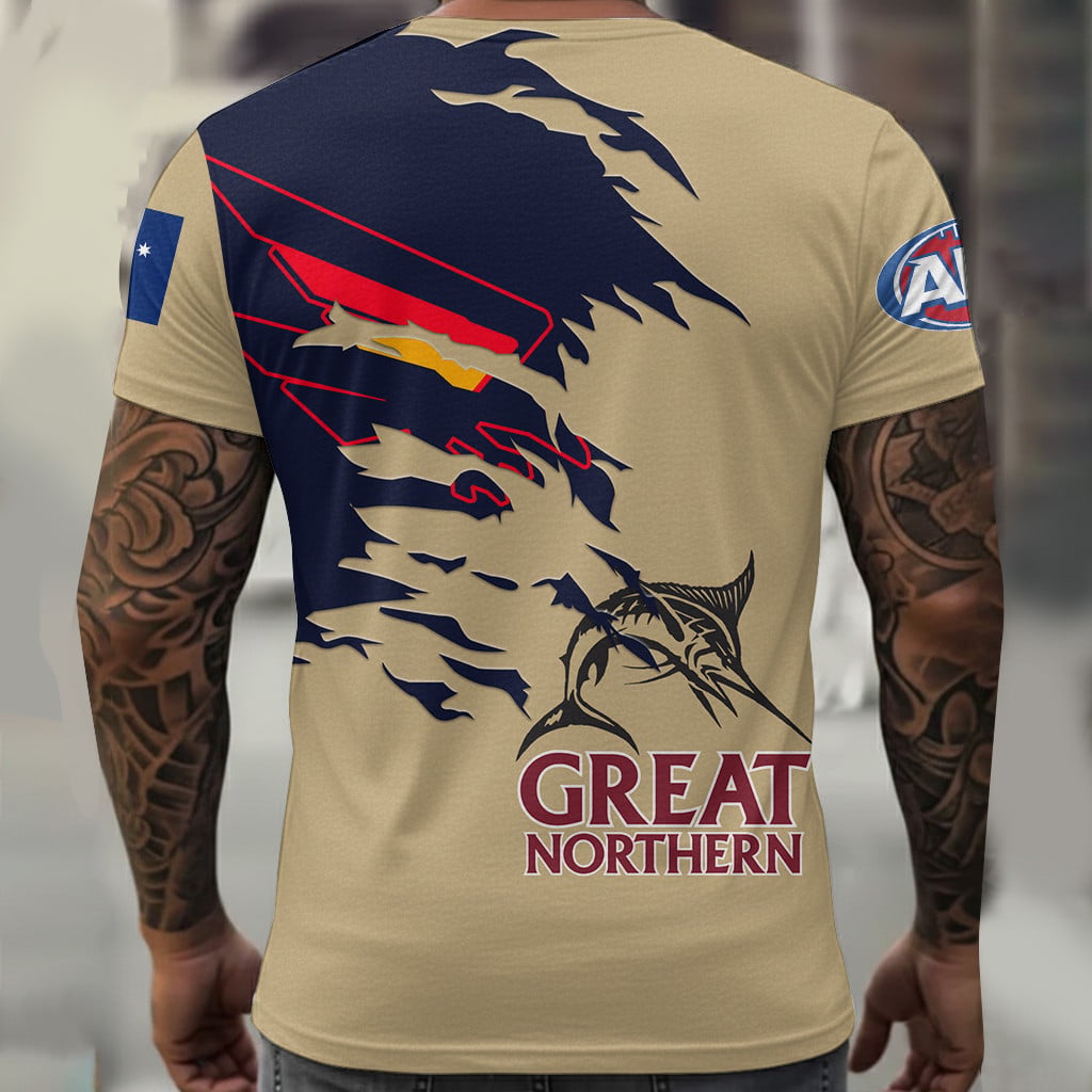 Adelaide Crows AFL x Great Northern Beer T Shirt Custom Name Gifts For Fans – Limited Edition TSLILY001 - Image 3