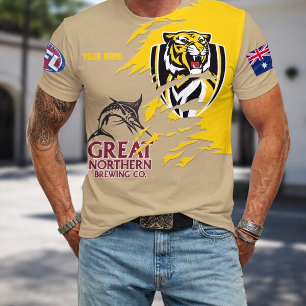 Richmond Tigers AFL x Great Northern Beer T Shirt Custom Name Gifts For Fans – Limited Edition TSLILY001