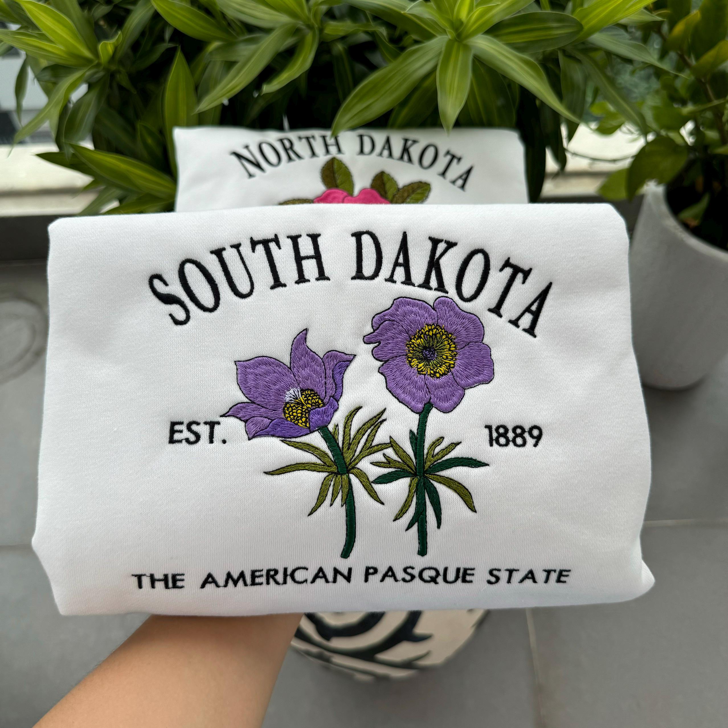 Embroidered South Dakota American Pasque State Sweatshirt - Image 5