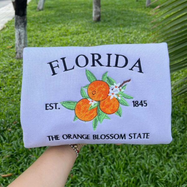 Embroidered Florida Orange Blossom State Sweatshirt