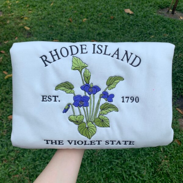 Embroidered Rhode Island Violet State Sweatshirt