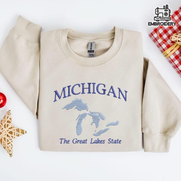 Embroidered Michigan Great Lakes Map Sweatshirt