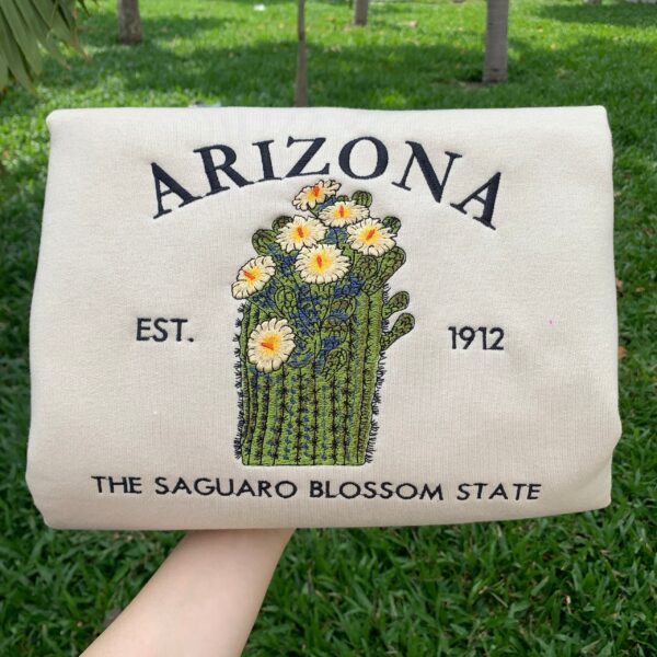 Embroidered Arizona Saguaro Blossom Sweatshirt
