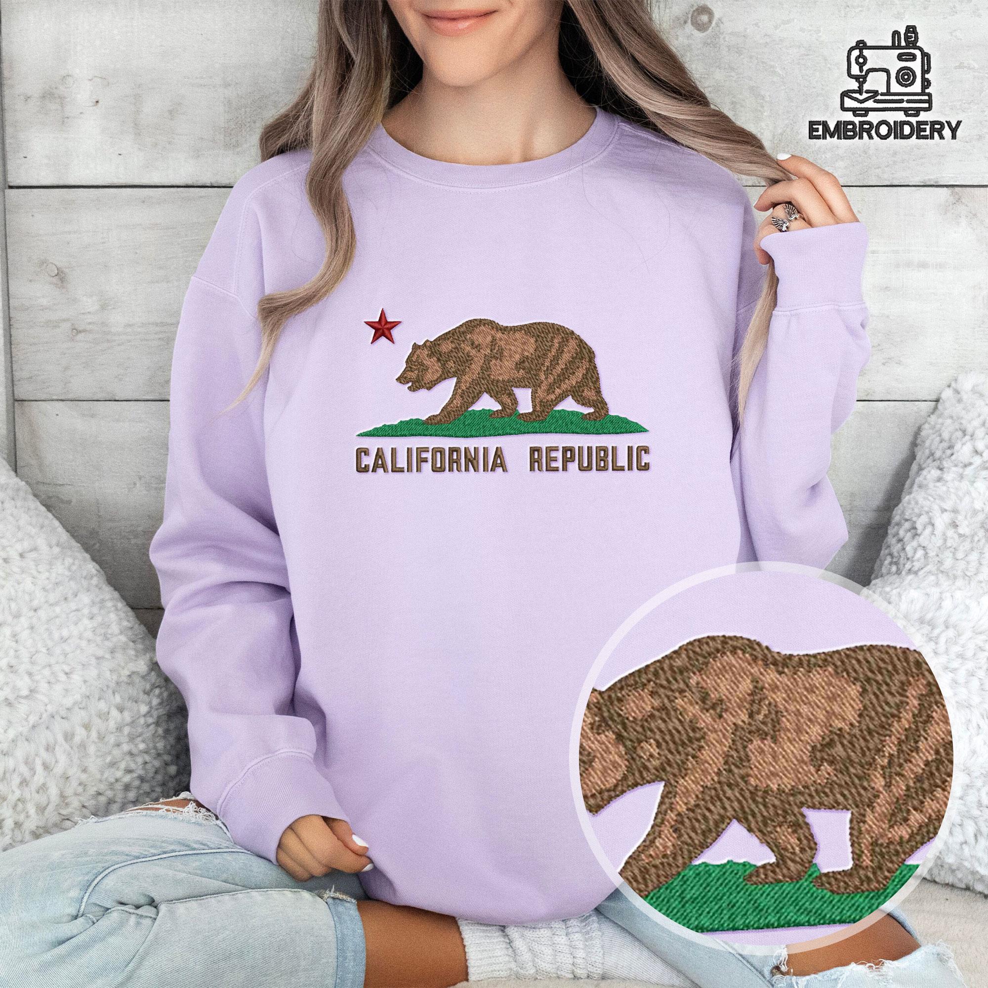 Embroidered California Republic Bear Sweatshirt - Image 7