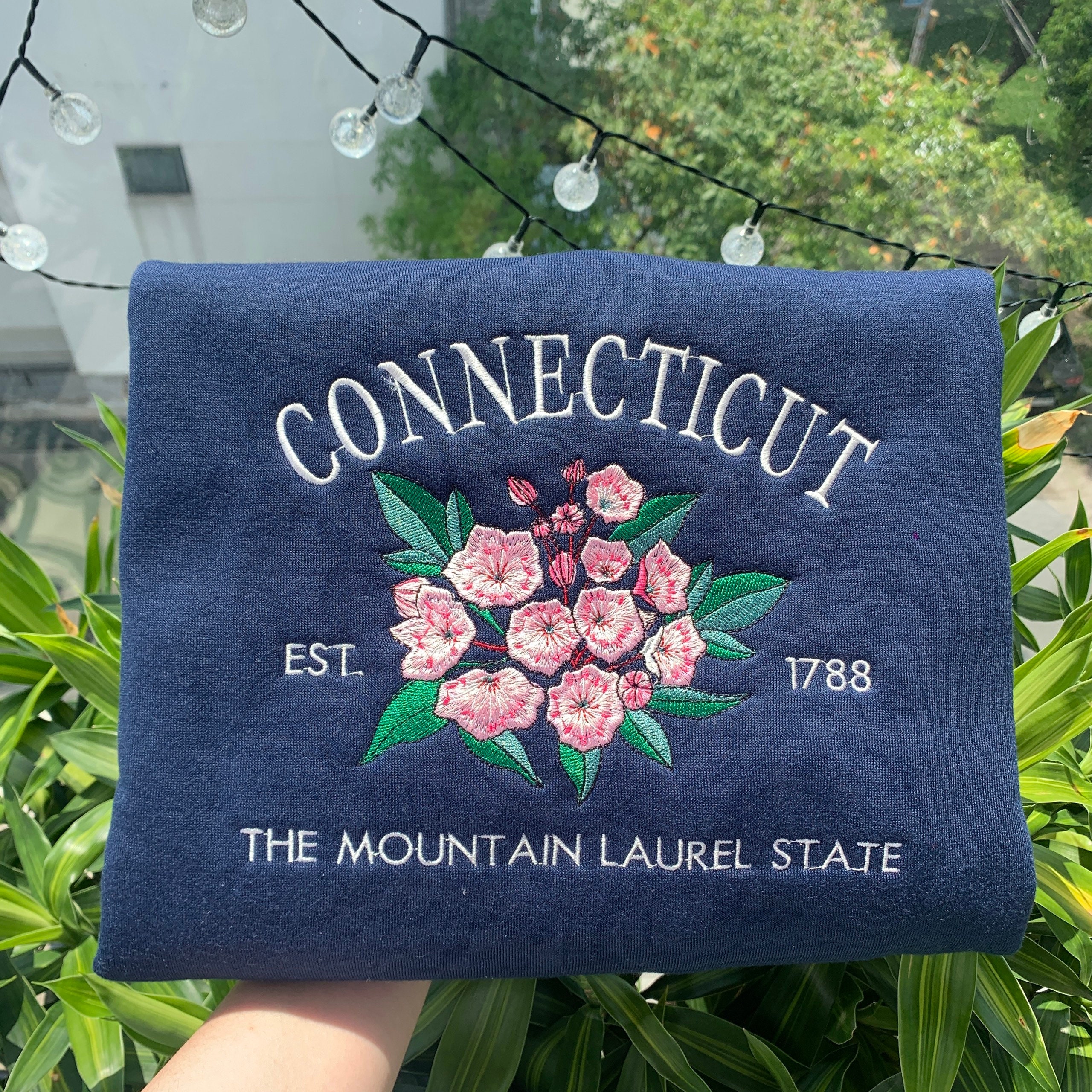 Embroidered Connecticut Mountain Laurel State Sweatshirt