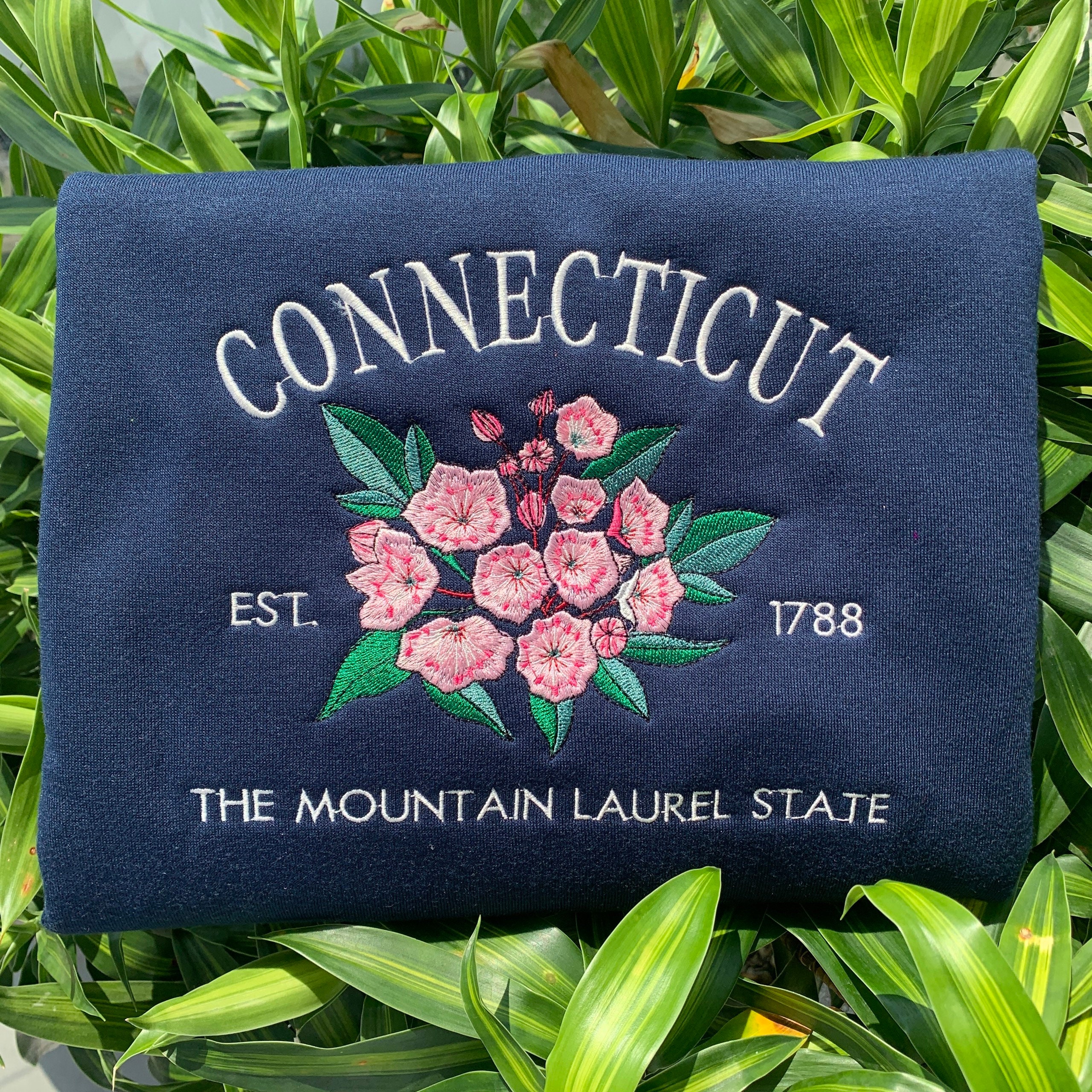 Embroidered Connecticut Mountain Laurel State Sweatshirt - Image 3