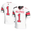 Ball State Cardinals #1 White Stitched Football Jersey