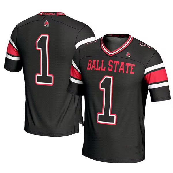 Ball State Cardinals #1 Black Stitched Football Jersey