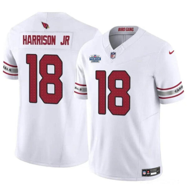 Arizona Cardinals #18 Marvin Harrison Jr White 2024 With Draft Patch FUSE Vapor Jersey