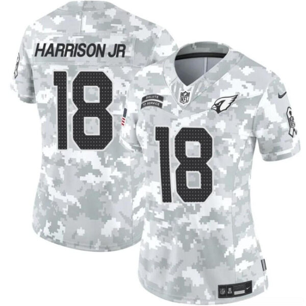 Women Arizona Cardinals #18 Marvin Harrison Jr 2024 FUSE Arctic Camo Salute To Service Limited Football Stitched Jersey