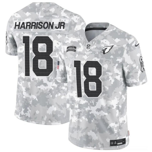 Arizona Cardinals #18 Marvin Harrison Jr 2024 FUSE Arctic Camo Salute To Service Limited Football Stitched Jersey