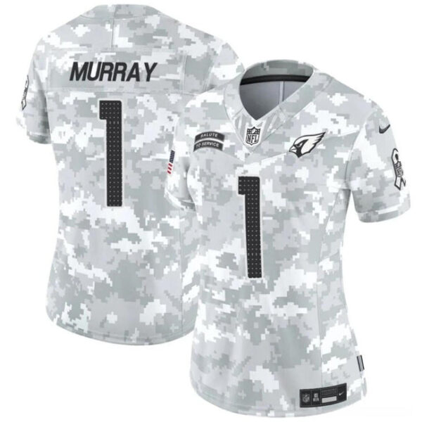 Women Arizona Cardinals #1 Kyler Murray 2024 FUSE Arctic Camo Salute To Service Limited Football Stitched Jersey