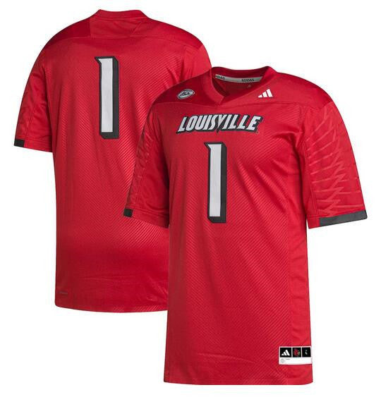 Louisville Cardinals #1 Red Stitched Football Jersey
