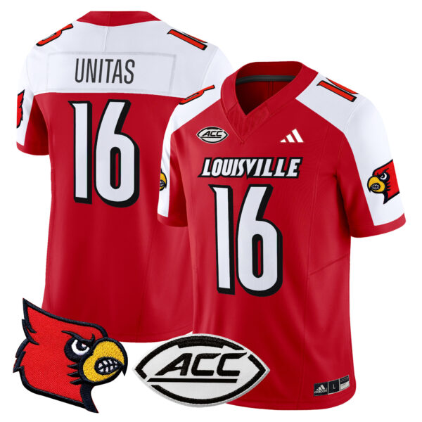 Men’s Louisville Cardinals 2024 Vapor Limited Jersey – All Stitched – Red Alternate – Johnny Unitas