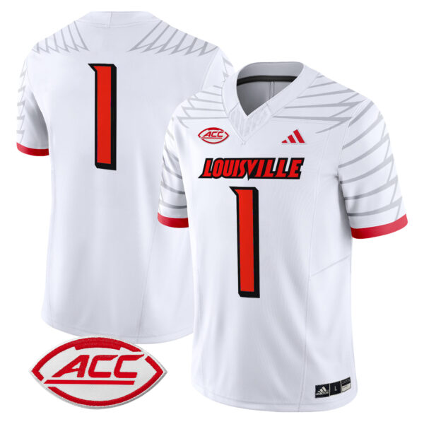 Men’s Louisville Cardinals 2024 Vapor Limited Jersey – All Stitched – White – #1 Team