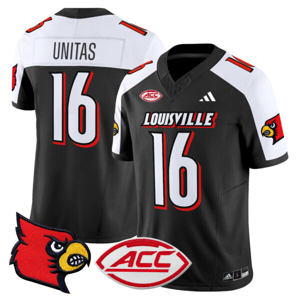 Men’s Louisville Cardinals 2024 Vapor Limited Jersey – All Stitched – Black Alternate – Johnny Unitas