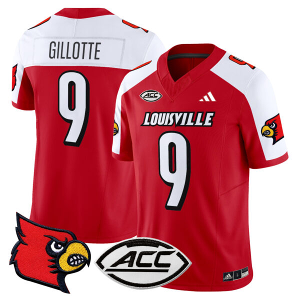 Men’s Louisville Cardinals 2024 Vapor Limited Jersey – All Stitched – Red Alternate – Ashton Gillotte