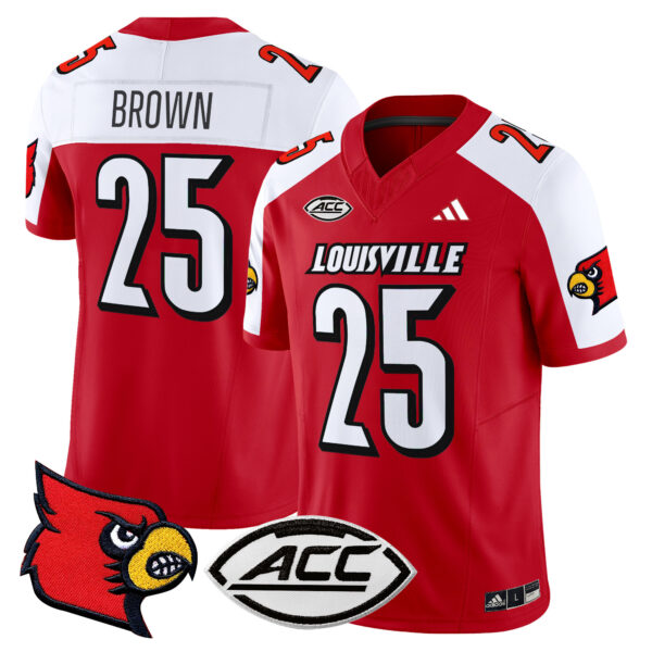Men’s Louisville Cardinals 2024 Vapor Limited Jersey – All Stitched – Red Alternate – Isaac Brown
