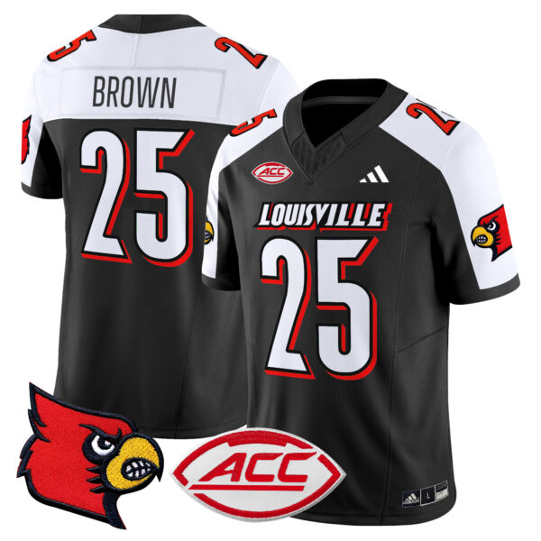 Men’s Louisville Cardinals 2024 Vapor Limited Jersey – All Stitched – Black Alternate – Isaac Brown