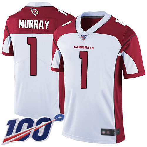 Cardinals #1 Kyler Murray White Men’s Stitched Football 100th Season Vapor Limited Jersey