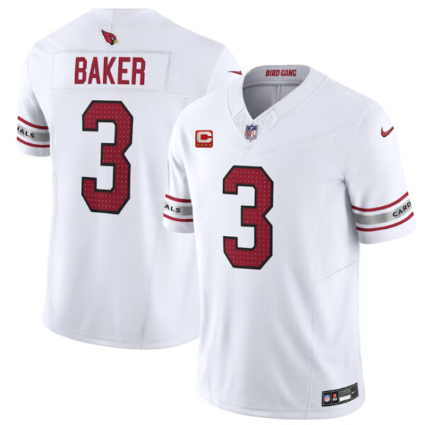 Men’s Arizona Cardinals #3 Budda Baker White 2023 F.U.S.E. With 4-Star C Patch Vapor Untouchable F.U.S.E. Limited Football Stitched Jersey