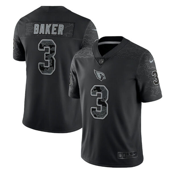 Men’s Arizona Cardinals #3 Budda Baker Black Reflective Limited Stitched Football Jersey