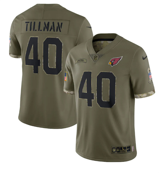 Men’s Arizona Cardinals #40 Pat Tillman 2022 Olive Salute To Service Limited Stitched Jersey