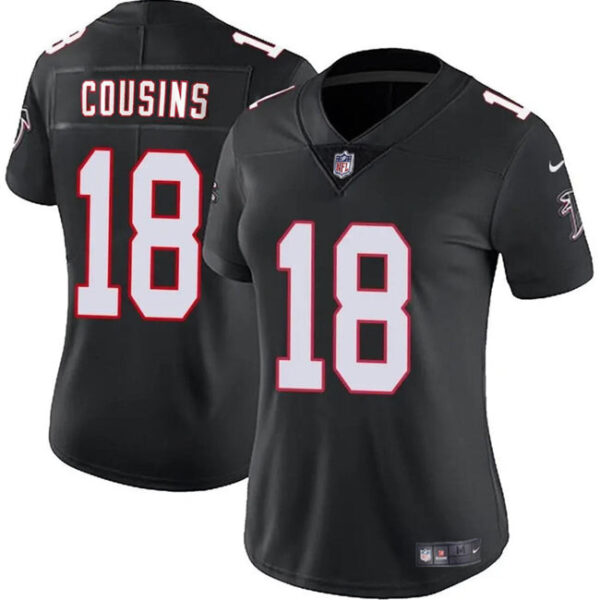 Atlanta Falcons #18 Kirk Cousins Black 2023 Stitched Jerseyrun Small