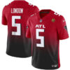Atlanta Falcons #5 Drake London Red Black 2023 FUSE With John Madden Patch Vapor Jersey